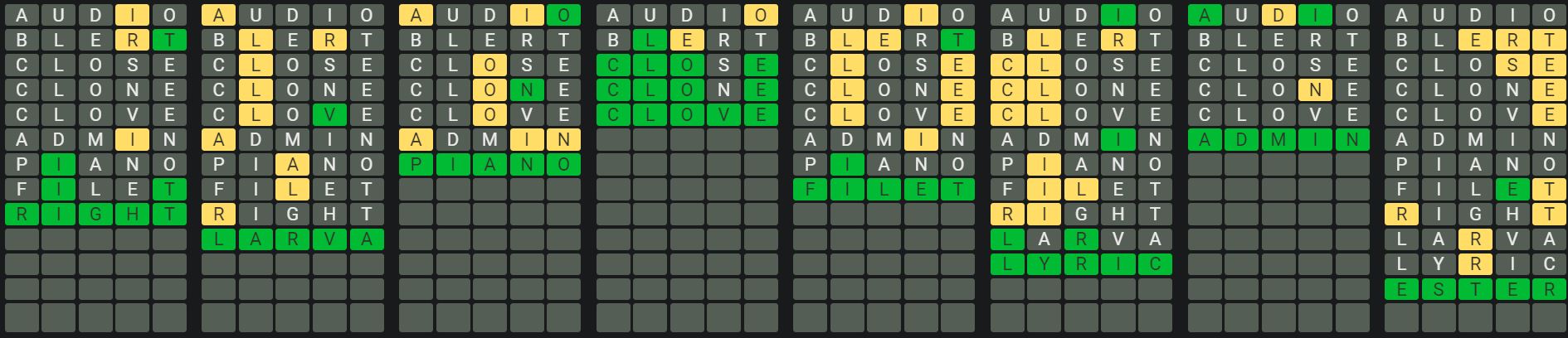 Daily Octordle Answer 931 - August 12th 2024