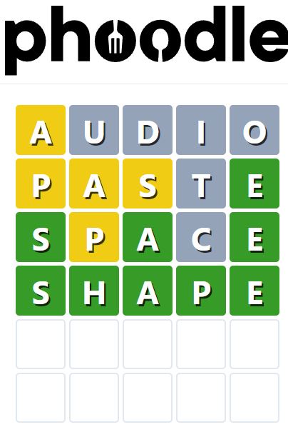 Daily Phoodle Answer 819 - 4th August 2024