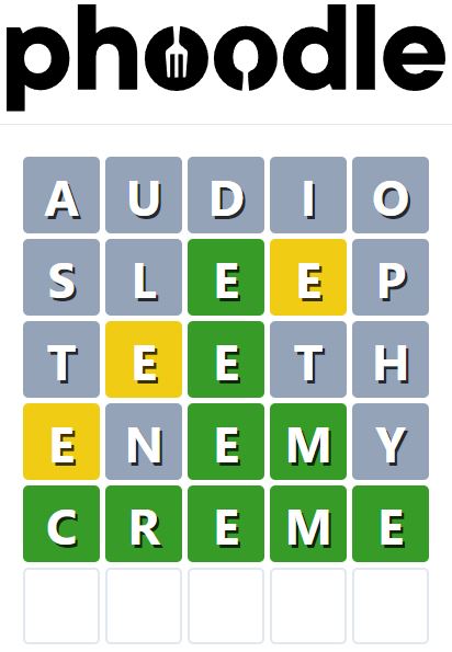 Daily Phoodle Answer 831 - 16th August 2024