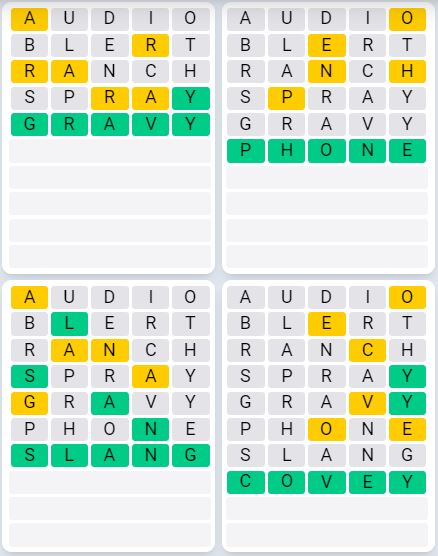 Daily Quordle 932 Sequence Answer - August 13th 2024