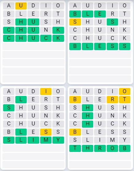Daily Quordle 934 Sequence Answer - August 15th 2024