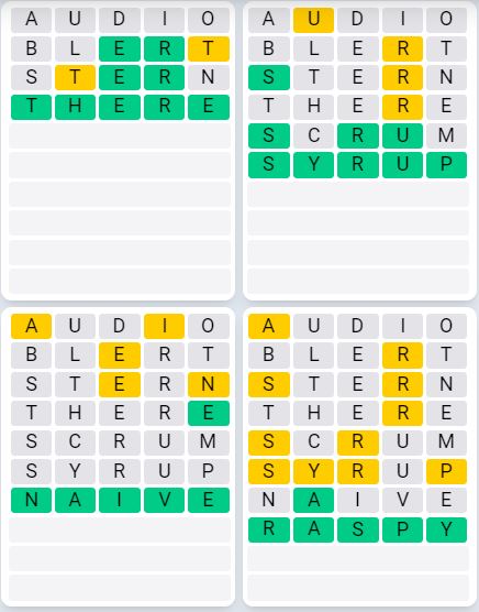 Daily Quordle 935 Sequence Answer - August 16th 2024
