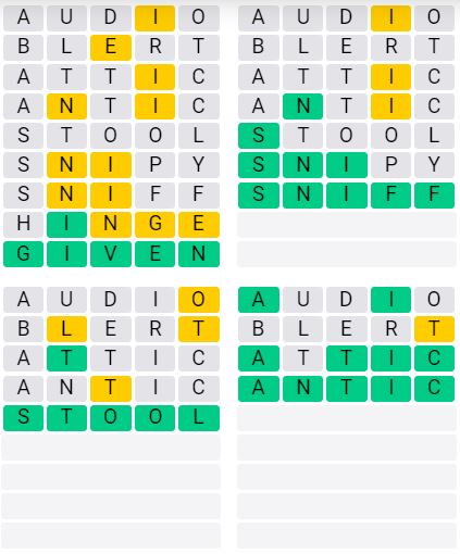 Daily Quordle 938 Answer - August 19th 2024