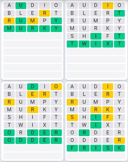 Daily Quordle 941 Sequence Answer - August 22nd 2024
