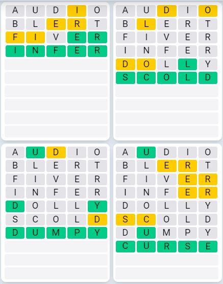 Daily Quordle 942 Sequence Answer - August 23rd 2024