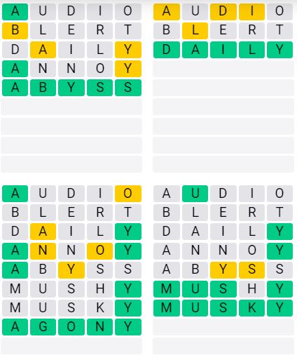 Daily Quordle 946 Answer - August 27th 2024