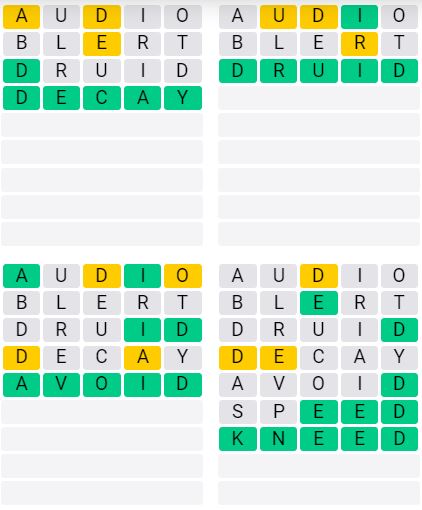 Daily Quordle 948 Answer - August 29th 2024