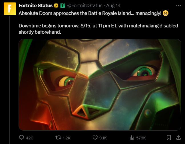 Fortnite Update 1.000.145 31.00 Server Downtime Today August 16