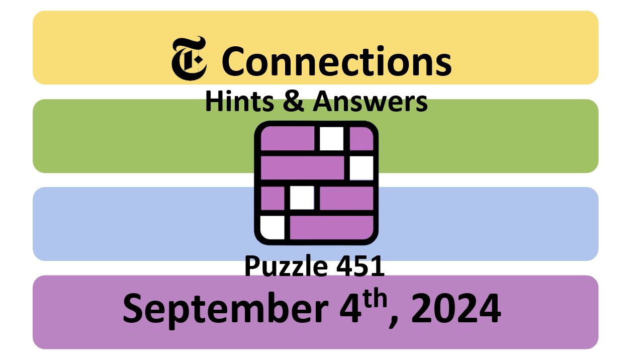 Daily NYT Connections 451 Answers - September 4th 2024
