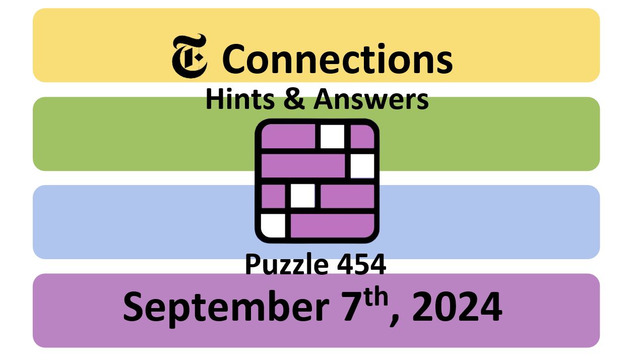 Daily NYT Connections 454 Answers - September 7th 2024