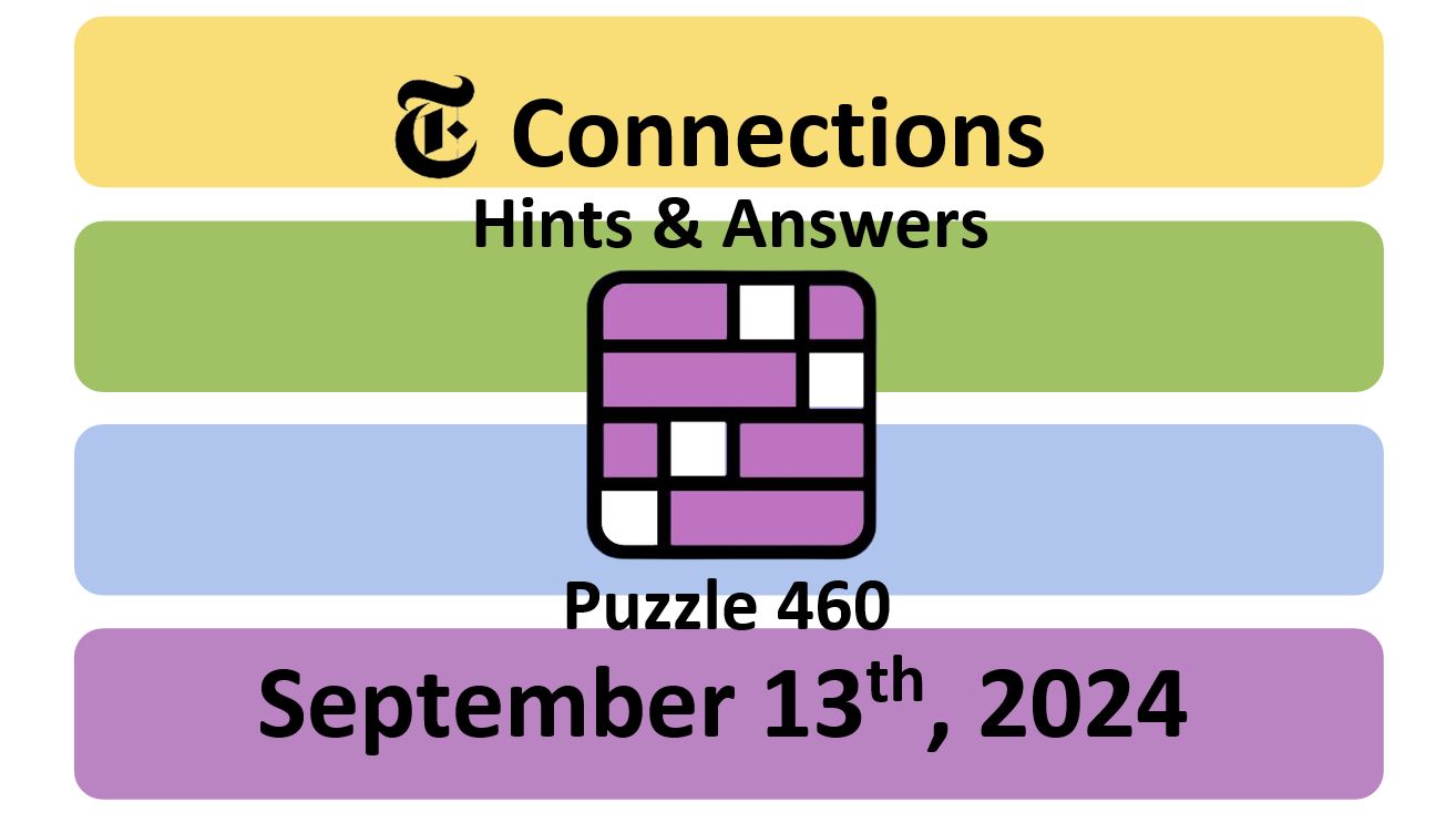 Daily NYT Connections 460 Answers - September 13th 2024