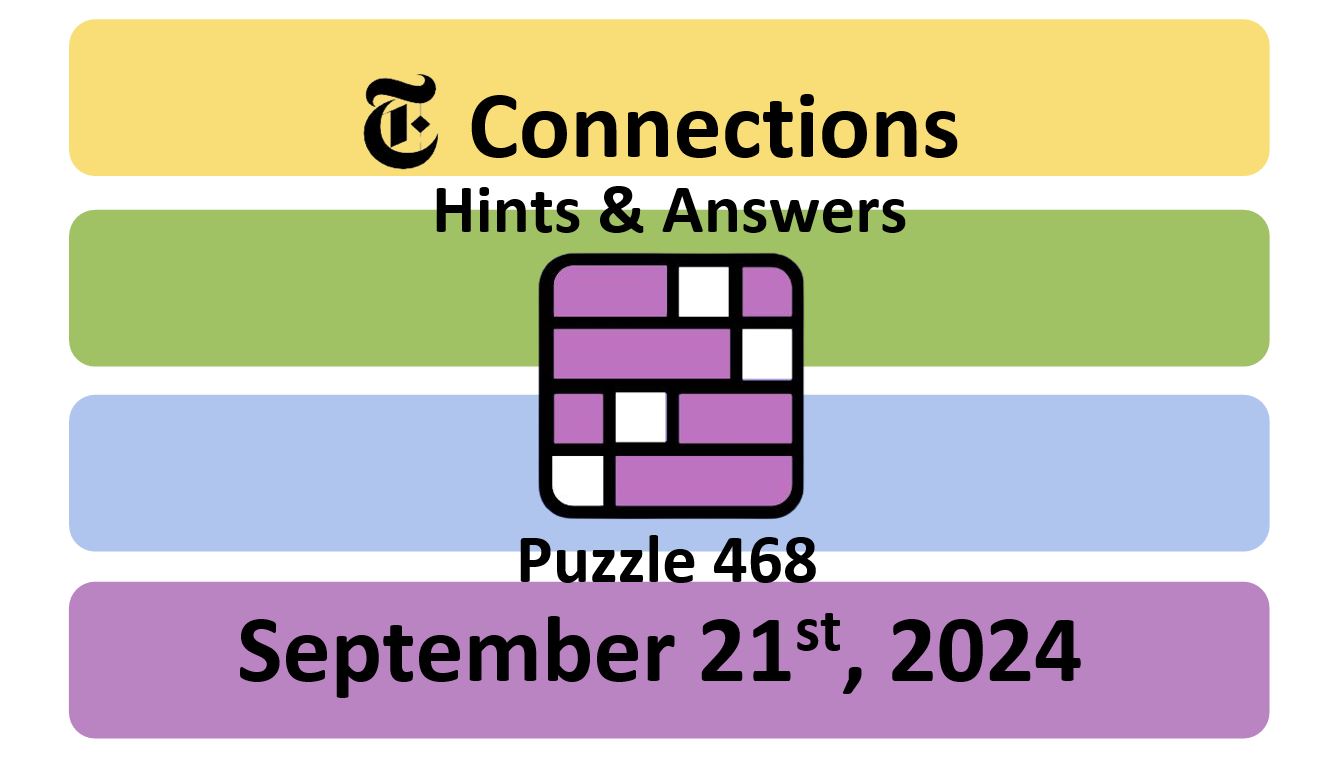 Daily NYT Connections 468 Answers - September 21st 2024