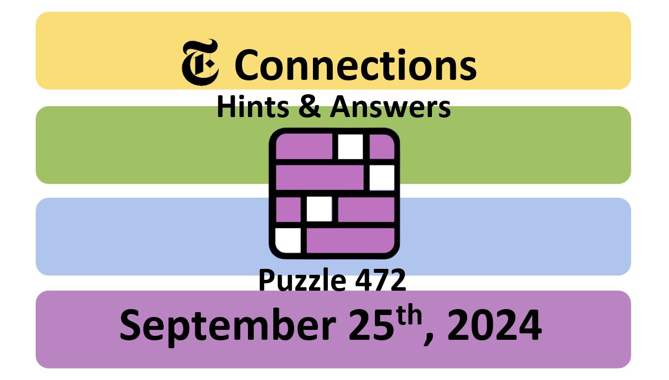 Daily NYT Connections 472 Answers - September 25th 2024