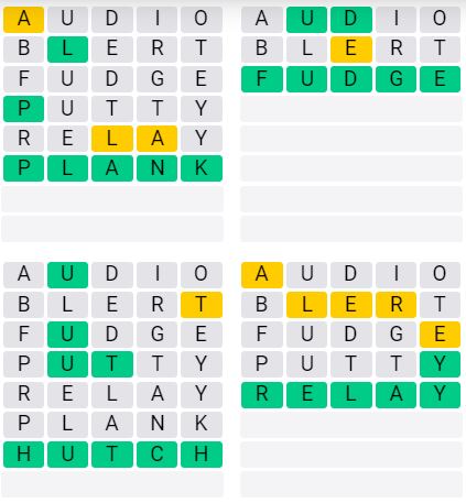 Daily Quordle 55 Extreme Answer - September 22nd 2024