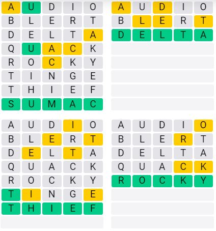 Daily Quordle 56 Extreme Answer - September 23rd 2024