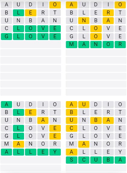 Daily Quordle 57 Chill Answer - September 24th 2024