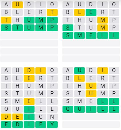 Daily Quordle 57 Extreme Answer - September 24th 2024