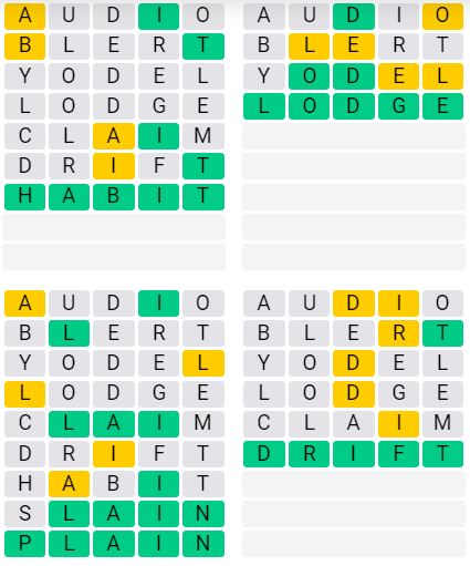 Daily Quordle 952 Answer - September 2nd 2024