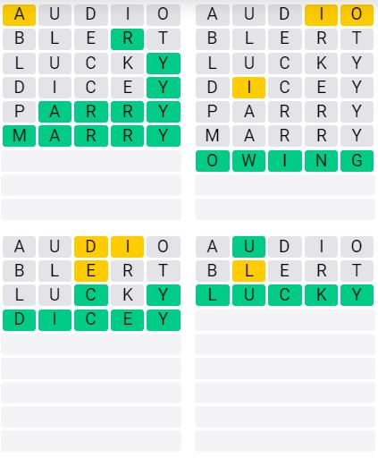 Daily Quordle 969 Classic Answer - September 19th 2024