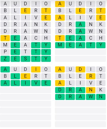 Daily Quordle 972 Classic Answer - September 22nd 2024