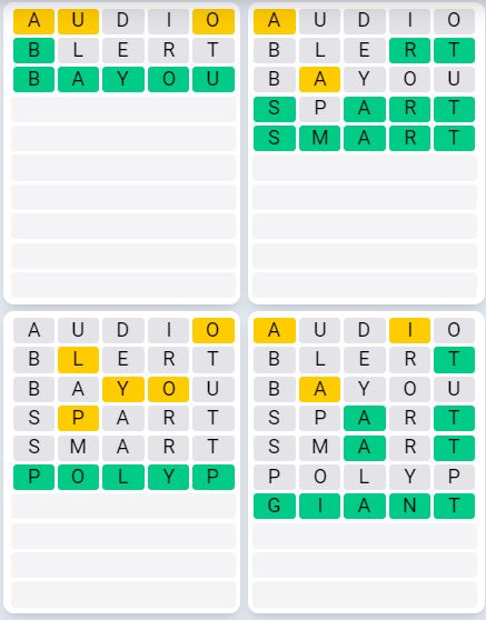 Daily Quordle 975 Sequence Answer - September 25th 2024