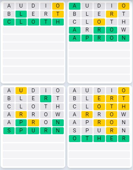 Daily Quordle 976 Sequence Answer - September 26th 2024