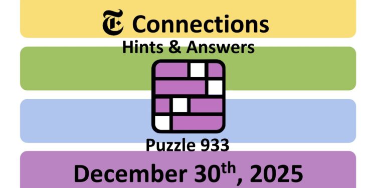 Daily NYT Connections 933 Answers - 30th December 2025