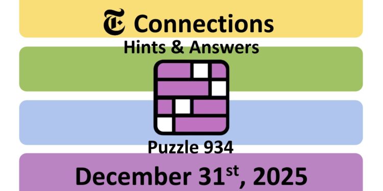 Daily NYT Connections 934 Answers - 31st December 2025