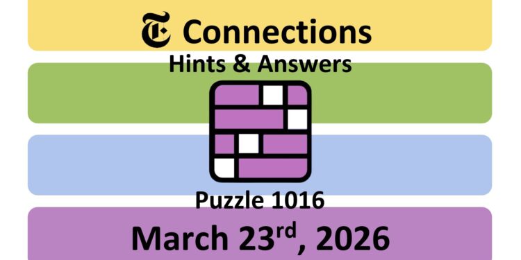 Daily NYT Connections 1016 Answers - 23rd March 2026