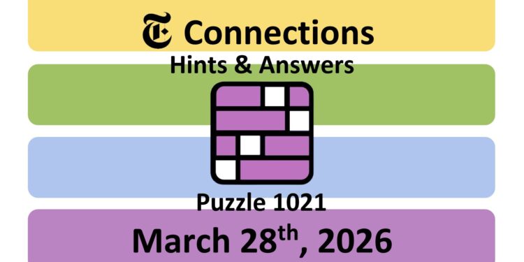 Daily NYT Connections 1021 Answers - 28th March 2026