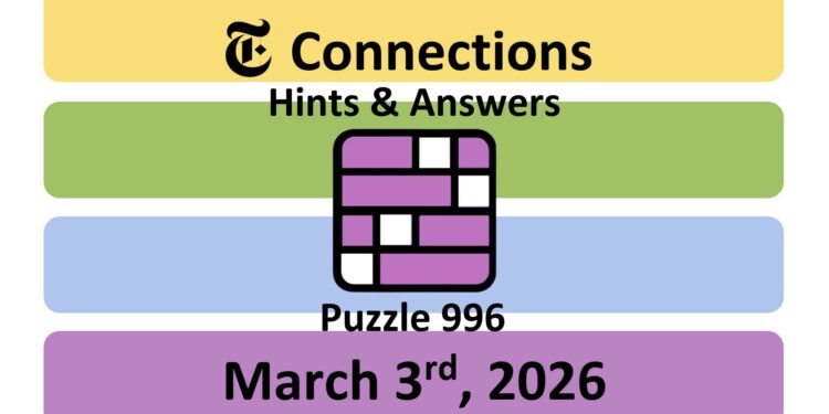 Daily NYT Connections 996 Answers - 3rd March 2026