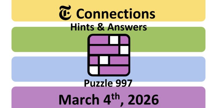 Daily NYT Connections 997 Answers - 4th March 2026
