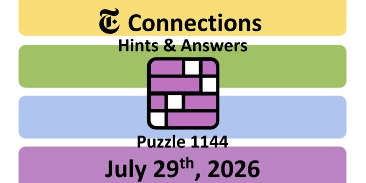 Daily NYT Connections 1144 Answers - 29th July 2026