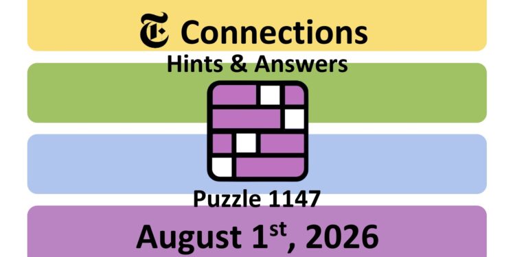 Daily NYT Connections 1147 Answers - 1st August 2026