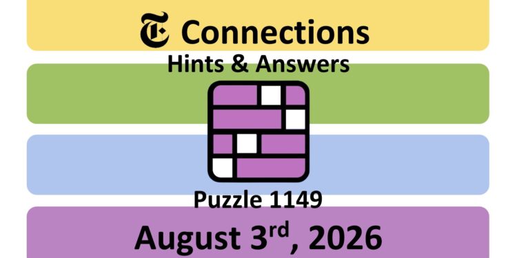 Daily NYT Connections 1149 Answers - 3rd August 2026