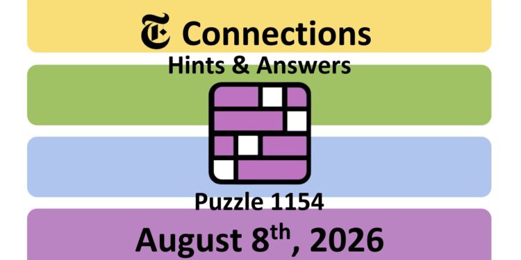 Daily NYT Connections 1154 Answers - 8th August 2026